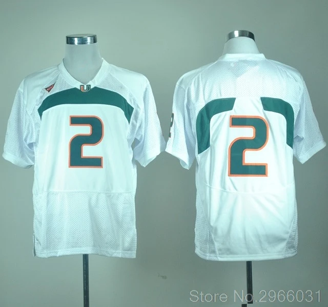 White Men's Miami 2 Trajan Bandy 5 Andre Johnson 20 Ed Reed College Jersey- Orange White Green Size S-XXXL - Цвет: White