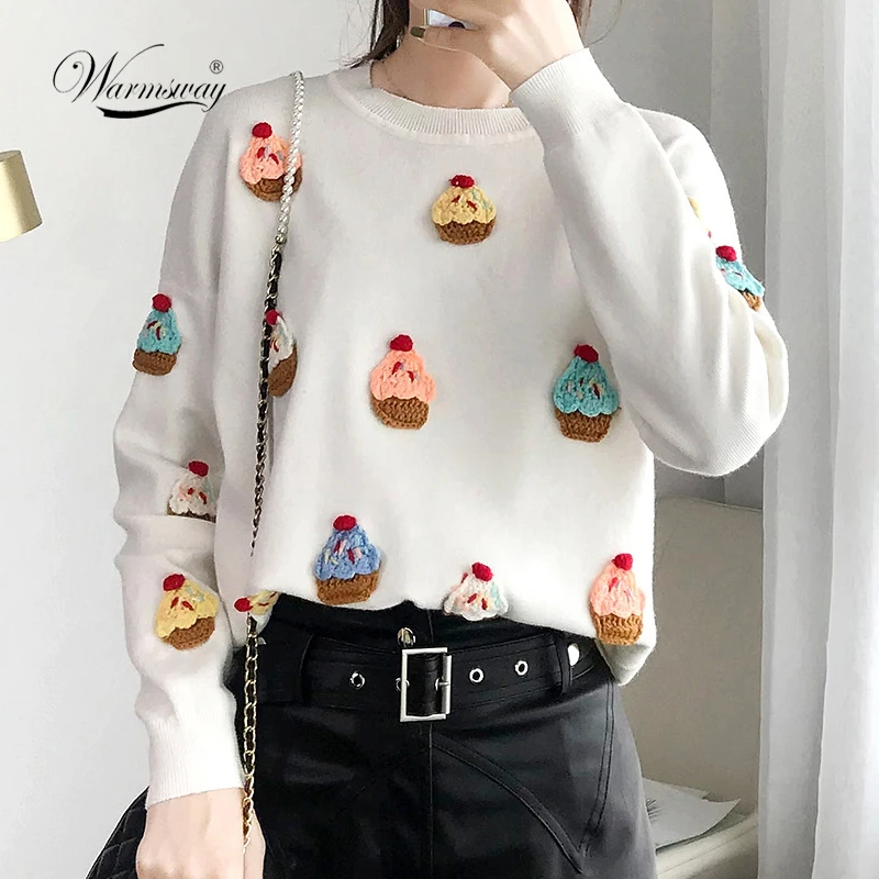 1745.89руб. 30% СКИДКА|Свитер с круглым воротником и вышитым рисунком торта, вязаный свитер с длинными рукавами, 3 цвета пуловеры, топы, C 479-in Пуловеры from Женская одежда on AliExpress - 11.11_Double 11_Singles' Day