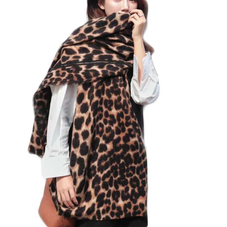Winter new leopard scarf ladies fashion wild long cashmere scarf autumn and winter windproof warm shawl dual-use