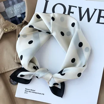 

2020 Brand Winter Dot Scarf 100% Silk Scarves Small Female Pashmina Poncho Foulard Bandana Shawl Spring Square Hijab 53*53 Cm