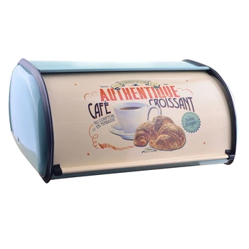 

Retro Practical Iron Structure Decorative Bread Box Lightweight Snack Storage Roll Up Top Kitchen Rust Proof Home