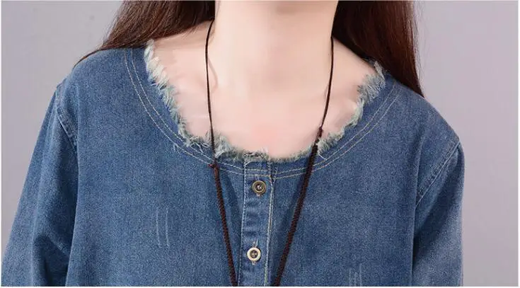 NYFS 2024 New Spring Autumn Woman Dress Loose Korea Denim Dress Vestido de mulher Robe Dresses