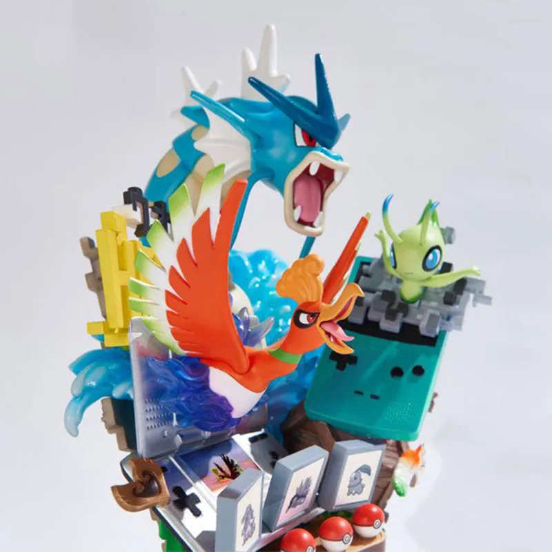 Аниме статуя из смолы Gameboy Gyarados Ho-Oh Celebi Chikorita Lugia, фигурки, игрушки, покемонов, коллекция фигурок, подарки