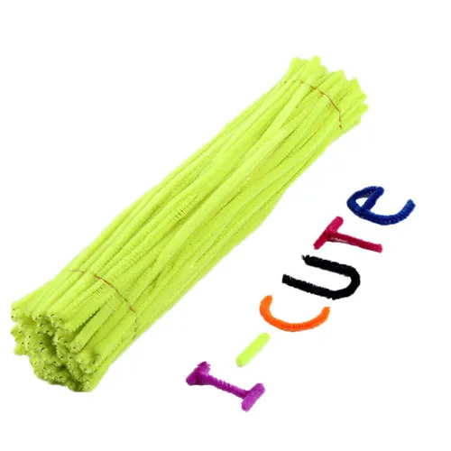 100 шт 30 см синель стебли трубы Очистители дети плюшевая обучающая игрушка красочные трубы очиститель игрушки ручная работа, сделай сам, ремесло поставки - Цвет: Bright green