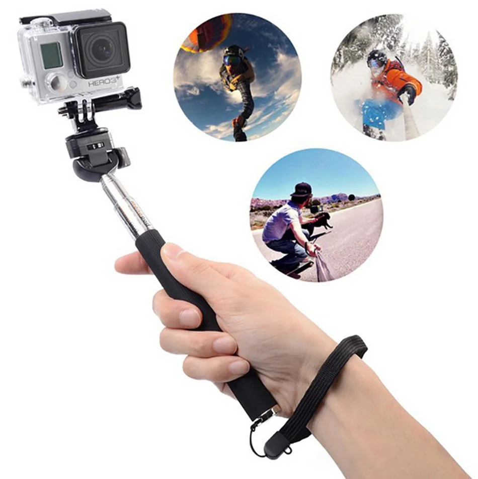 Алюминиевый монопод для GoPro Hero 6 5 7 4 черный серебристый Session Sjcam Sj7 Yi 4K Экшн камера