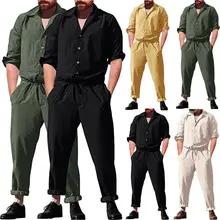 Горячая Распродажа, повседневные летние мужские цельные комбинезоны с v-образным вырезом и коротким рукавом, уличные повседневные брюки-карго, Комбинезоны