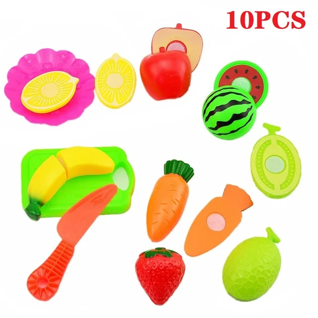 Cut Fruit Toys Plastic Food Toys Cut Up Fruit Pretend Play Set Fruit Cut Toy Toddler Cut Vegetables Toy Kids Kitchen Game Gift 5