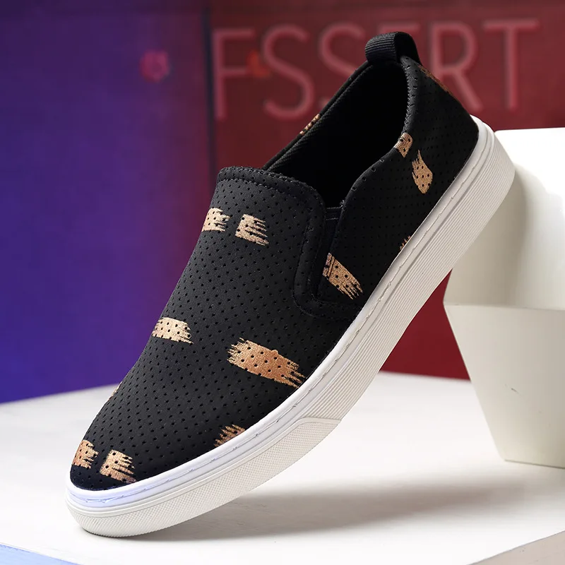 

20 Spring New Style Men Sneakers Korean-style Casual Loafers 3D Printing Breathable Foot Covering Slip-on Loafers Men's