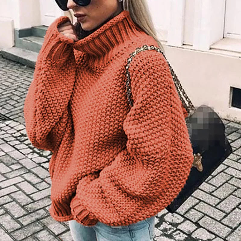 

Autumn Winter Causal Knitted Sweater Long Sleeve Turtleneck Sweater For Women Pullover Knitting Solid Color Plus Size Jumper