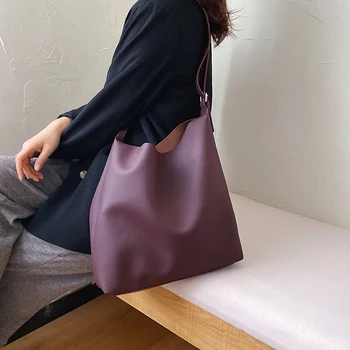 

JZ Brand Casual Handbags Women 2020 Summer Shoulder Bag Set Small Solid Simple PU Leather Tote Bags Shopper Hobo Shipping Bagss