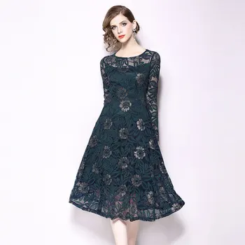 

BGW 3617ht Lace Two Colors A Line Cocktail Dresses Long Sleeves Cut Out Scoop Neck Vestido De Cóctel 2020 Knee Length