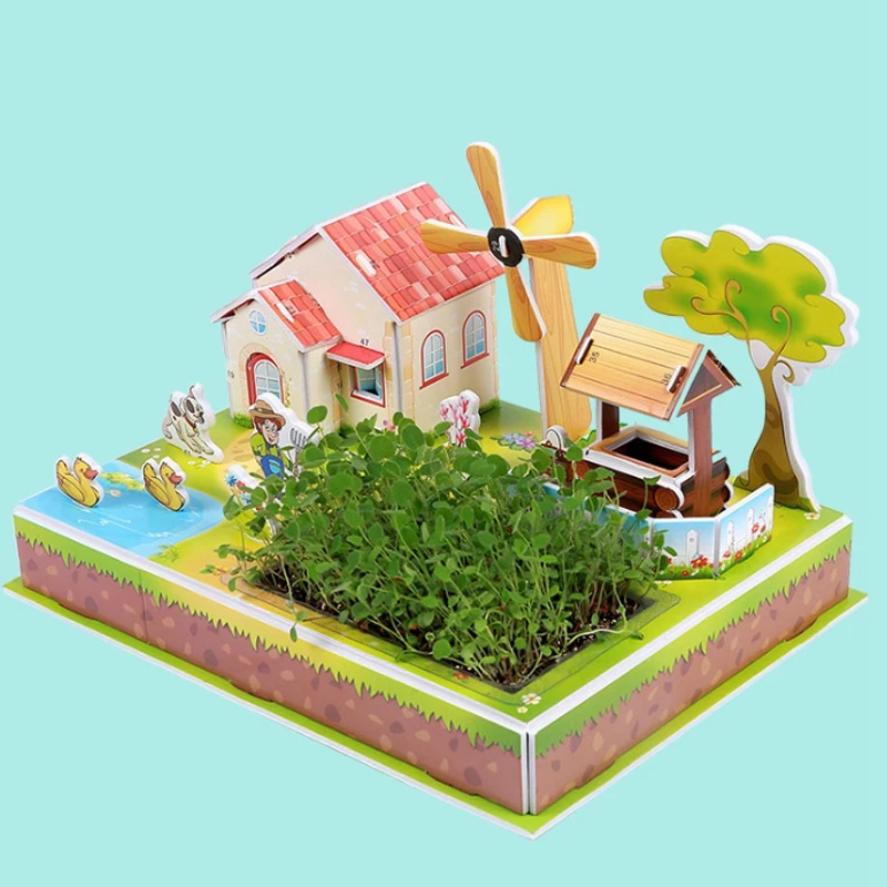 3D стерео ветряная мельница фермы посадки головоломки, посадки дневники для записи ежедневного процесса роста растений, 3-7 лет детские головоломки