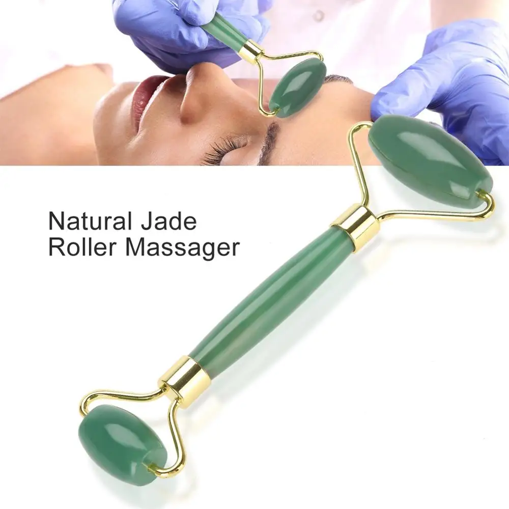 Rose Quartz Roller Slimming Face Massager Lifting Tool Natural Jade Facial Massage Roller Stone Skin Massage Beauty Care Set Box