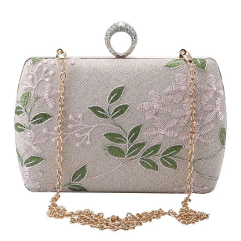 

New Women'S Clutch Bag Lace Flower Lady Party Evening Dress Lady'S Day Clutch Bag Wallet Female Embroidery Leaf