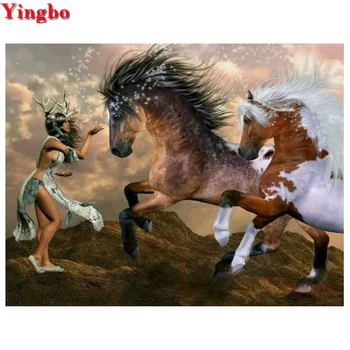 

5D Diy Diamond Painting Indian Woman and horse Cross Stitch Home Decor Full Rhinestones Mosaic Inlay Diamond Embroidery sales