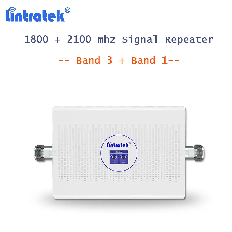 Lintratek 2G 3g усилитель сигнала AGC сотовый телефон 70dB 4G LTE повторитель DCS 1800mhz WCDMA 2100mhz двухполосный усилитель дисплей 23dBm 4