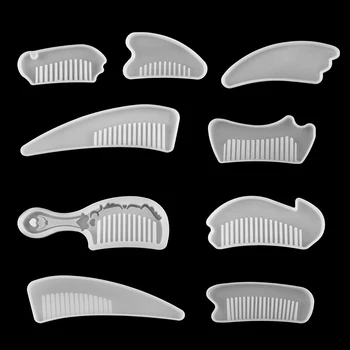 

5 Style Crystal Epoxy Resin Comb Molds Cosmetic Tools Hand Craft Comb Silicone Resin Mould For DIY Jewelry Making Accessories