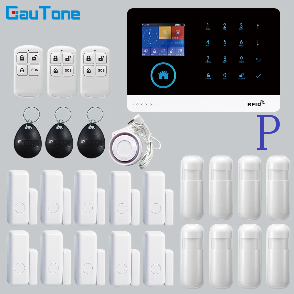 GT APP Remote Control Alarm Panel Switchable 9 Languages Wireless Home Security WIFI GSM GPRS Alarm System  RFID Card Arm Disarm sound alarm device Alarms & Sensors
