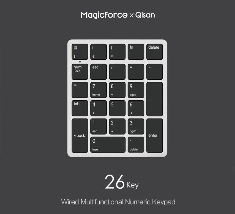 Magicforce NK200 26 ключ ультратонкая USB Проводная Мини-внешняя цифровая клавиатура, удобные клавиши, клавиатура для учета