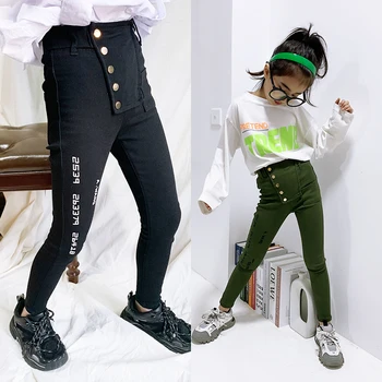 

Baby girl pants 2020 spring new medium and large children fashion wild high waist casual stretch feet trousers pencil pants