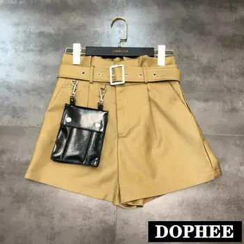 

2019 New Autumn Removable Pu Leather Phone Bag Decorative Shorts Women's Fashion Boots Shorts Hot Pants