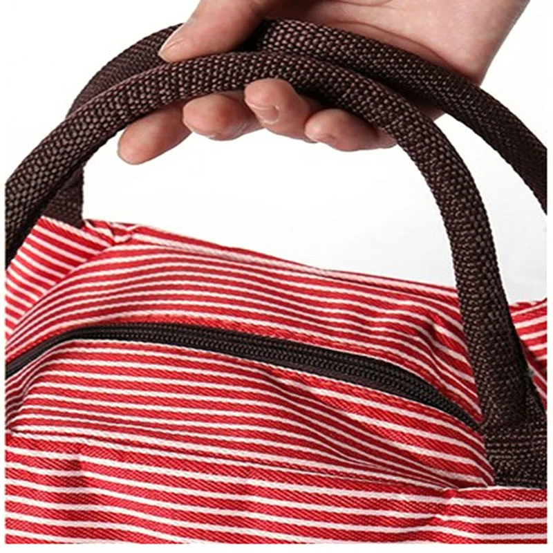 Lunch Bag Stripes Isothermal Bag Packaged Food Thermal Bags Thermo Pouch for Women Kids Lunch Refrigerator Mummy