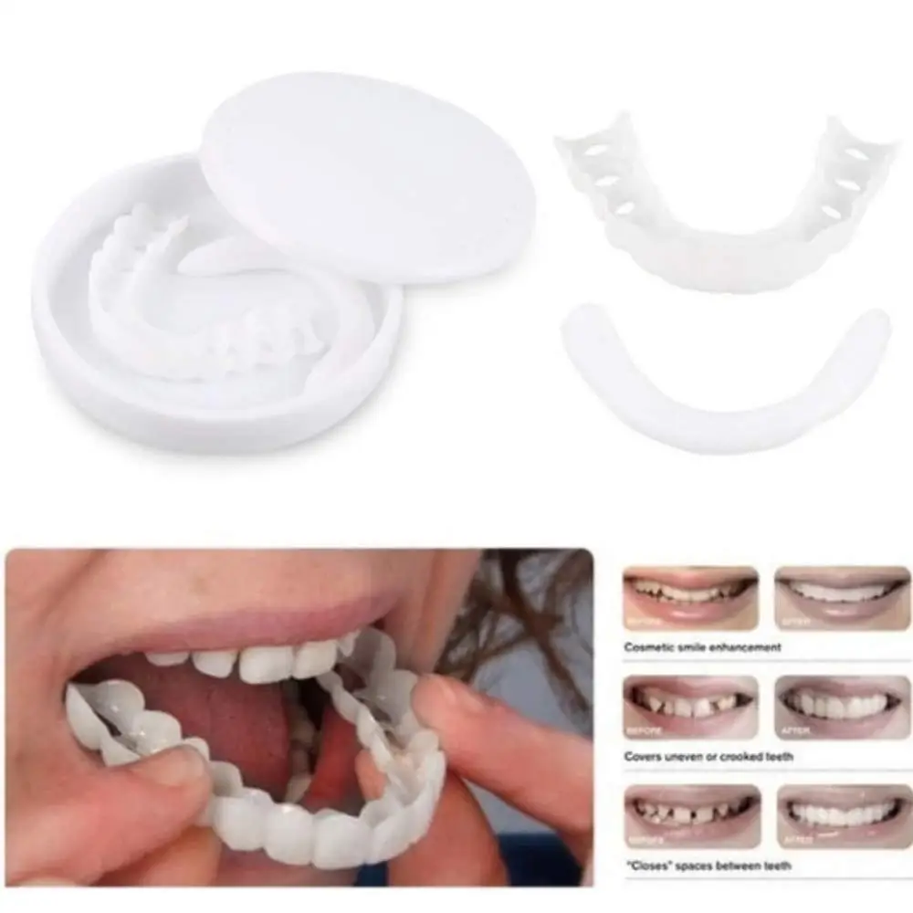 

Hot Whitening Snap Perfect Smile Teeth Fake Tooth Cover On Smile Instant Teeth Cosmetic Denture Care for Upper One Size Fits
