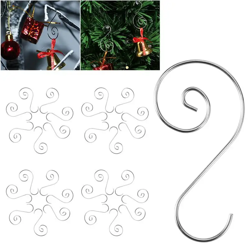 HOMEMAXS 100pcs Christmas Ornament Hooks Stainless Steel S Shaped Hanging Hangers for Decoration 4.5CM | Дом и сад