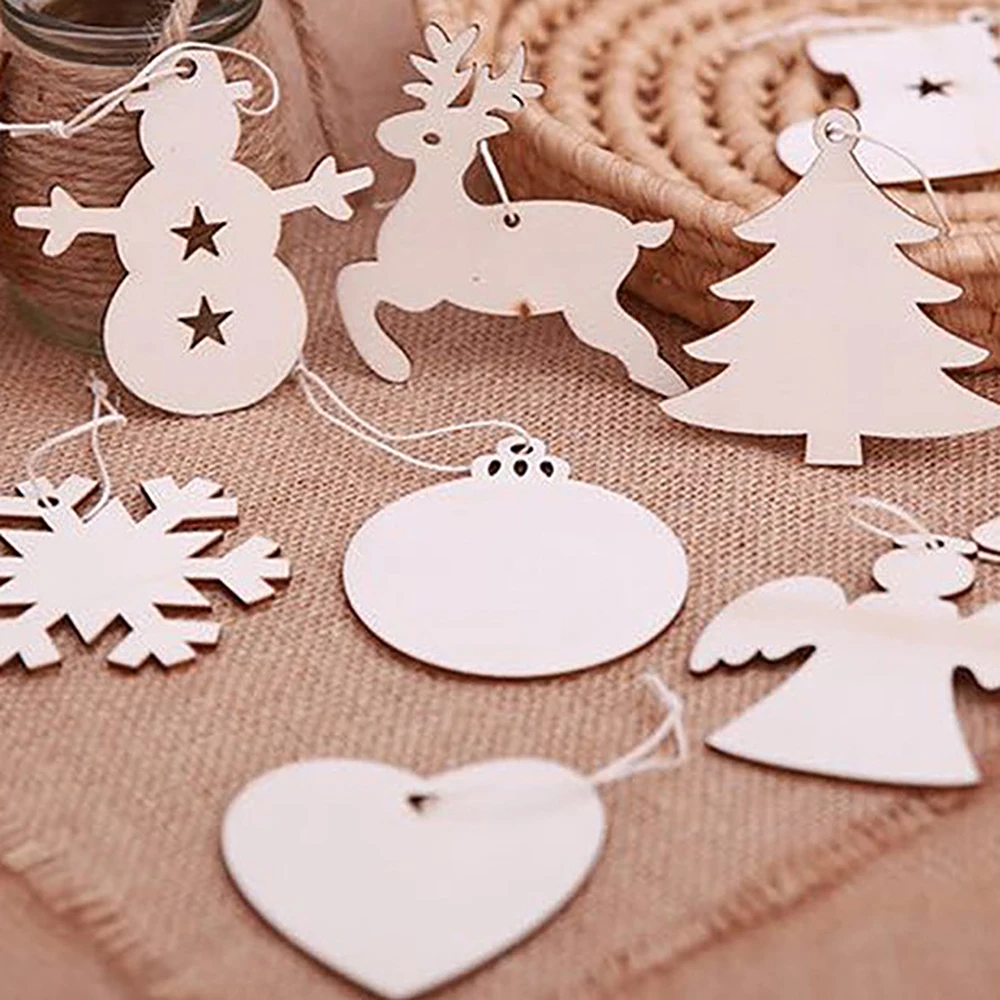 Wooden Christmas Decoration Xmas Tree Pendant 3D Hanging Home New Year Party Bauble Decoration Christmas Ball Xmas Key Ring