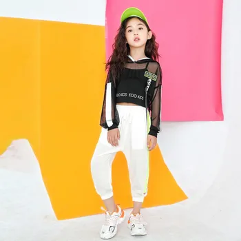 

Toddler Girls Oversize Full Sleeve Hoodies Hip Hop Ballroom Jazz Dance Costumes Kids Boy Skirt/trousers Clothing Set Team Wear