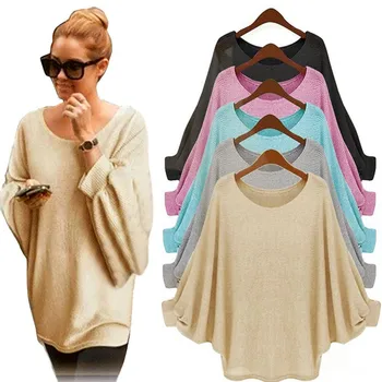 

Women's Sweater New Batwing Sleeve Round Neck Solid Color Autumn Winter Fashion Casual Daily Warm Loose Comfortable Jumper #S