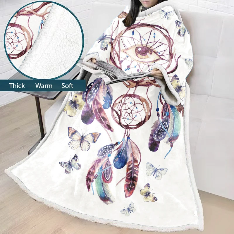 

Dreamcatcher Throw Blanket with SleevesHooded for Adults Blanket TV Blanket Wrap Robe Cover for Lounge Chair Couch BS17