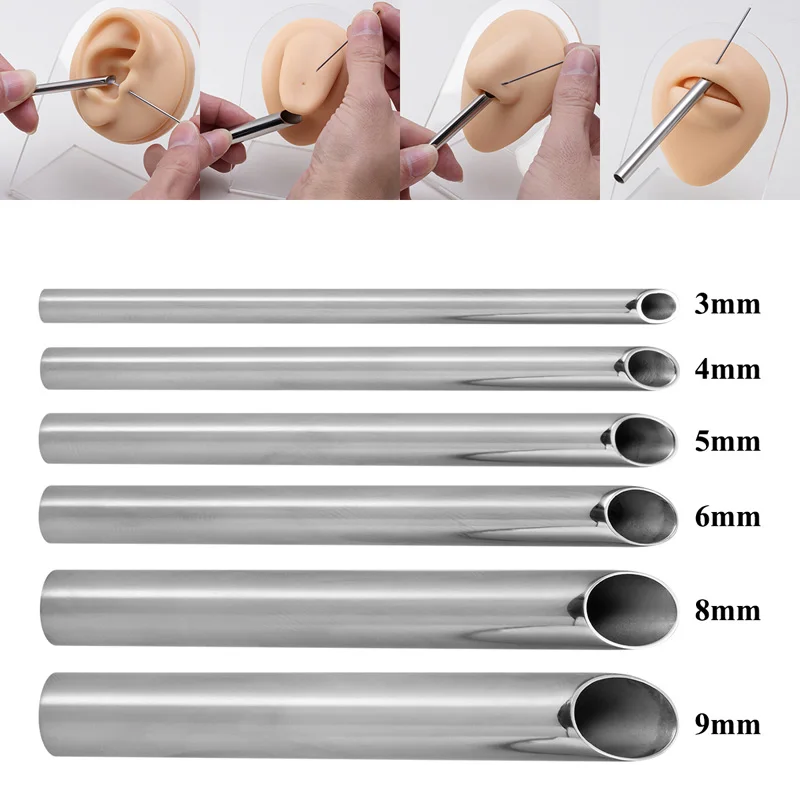 

1pc Surgical Steel Piercing Needle Receiving Tube Body Jewelry Piercer Receiver Holding Tool for Ear Nose Lip Navel Piercing Kit