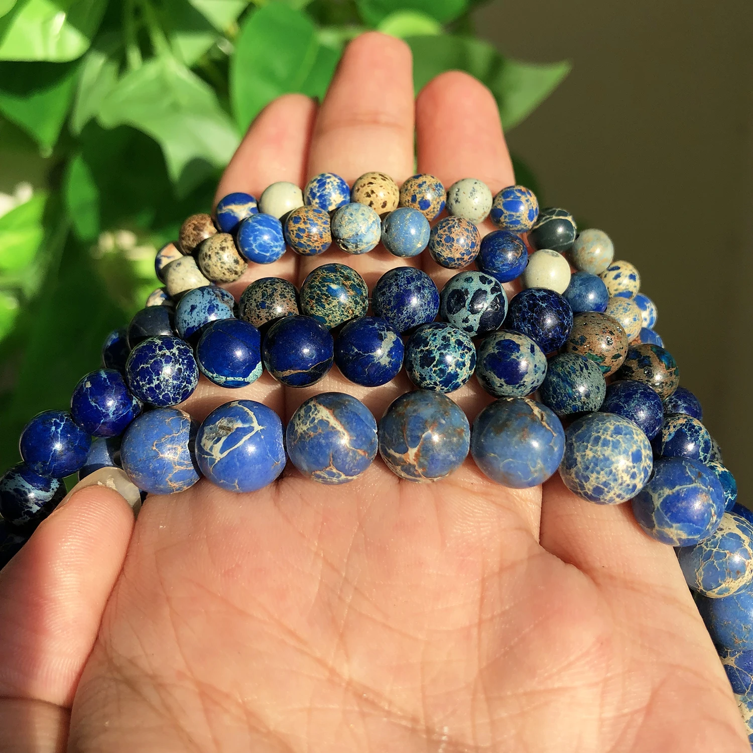 4/6/8/10/12mm AA Blau Meer Sediment Jaspis Perle Naturstein Runde Lose Perlen für Schmuck Machen DIY Armband Zubehör 15'' – Detail 7