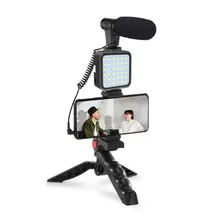 

KIT-01LM Smartphone Video Mobile Phone Live Photography LED Light Mobile Phone Holder Tripod Vertical Microphone