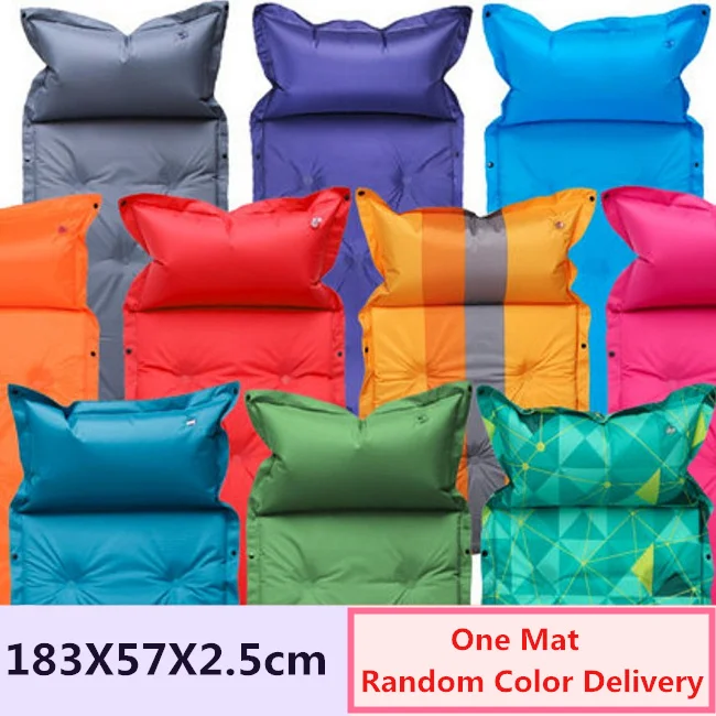 Random Color One Mat Может сплайсинга Кемпинг заполнение пены надувные матрасы Автоматический надувной коврик влагонепроницаемый коврик для пикника на открытом воздухе спальный мешок - Цвет: Random Color One Mat