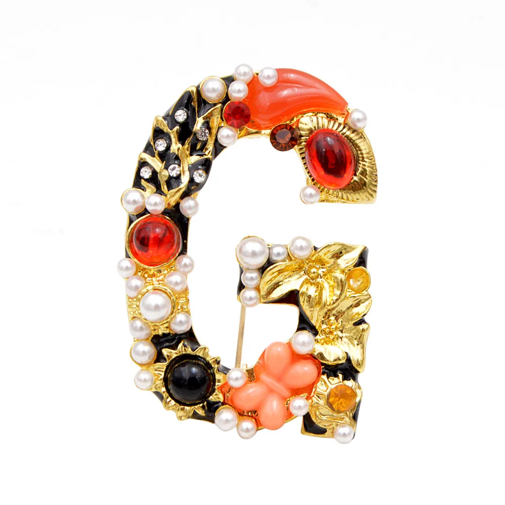 Синди Сян жемчужина в стиле барокко стразы брошь в форме буквы Алфавит Броши для женщин персонализированный дизайн A S D M R G хороший подарок