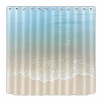 

Blue Sea Water Waves Sand Beach Waterproof Fabric Shower Curtain Set