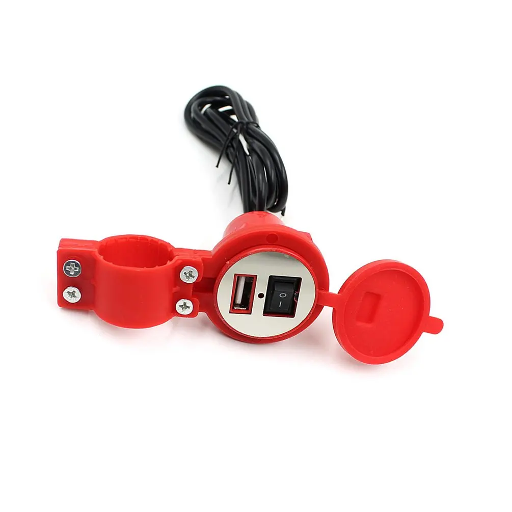 Red Мотоцикл Usb Автомобильное зарядное устройство с переключателем водонепроницаемый Usb скутер модифицированный мобильный телефон зарядное устройство 12 В материал рекламы - Цвет: Red