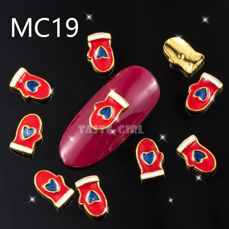 MC19 10 шт./лот 3D Поп различные Рождественские Элементы X'mas дерево снежинка снеговик лося сплав акриловый дизайн ногтей горный хрусталь Украшение - Цвет: MC19