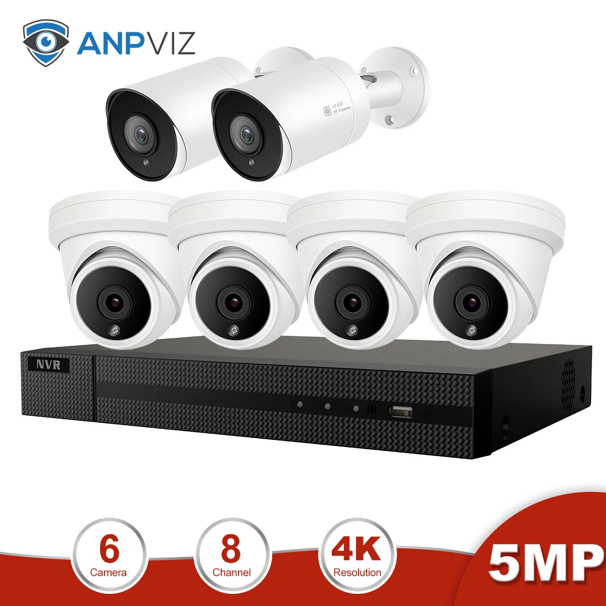 4-Dome 2-Bullet kit Anpviz 8CH 4K NVR 5MP купол/Пуля смешанный POE Комплект ip-камеры для дома/улицы системы безопасности CCTV видеонаблюдение NVR комплект - Цвет: 4-Dome 2-Bullet kit