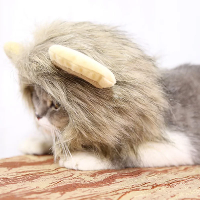 Забавный милый костюм кошки, Львиная Грива, парик, шапка, рождественское нарядное платье с ушками для кошек, собаки котята, домашних животных, осенне-зимняя одежда