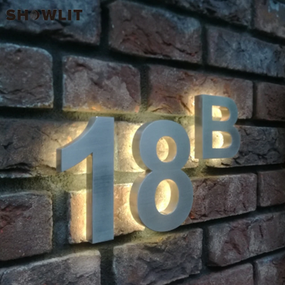 

Backlit House Number Custom 8'' Height Door Numbers Modern House Numbers Ligthing House Numbers