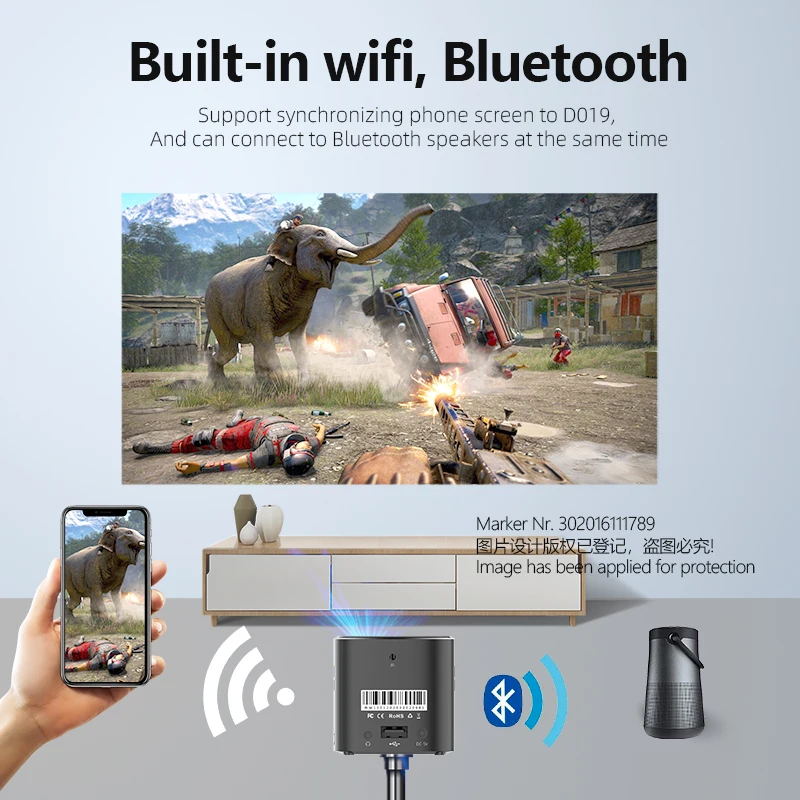 Мини проектор AUN 120 дюймов X4 Android 7 1 WIFI Bluetooth значение Портативный Светодиодный