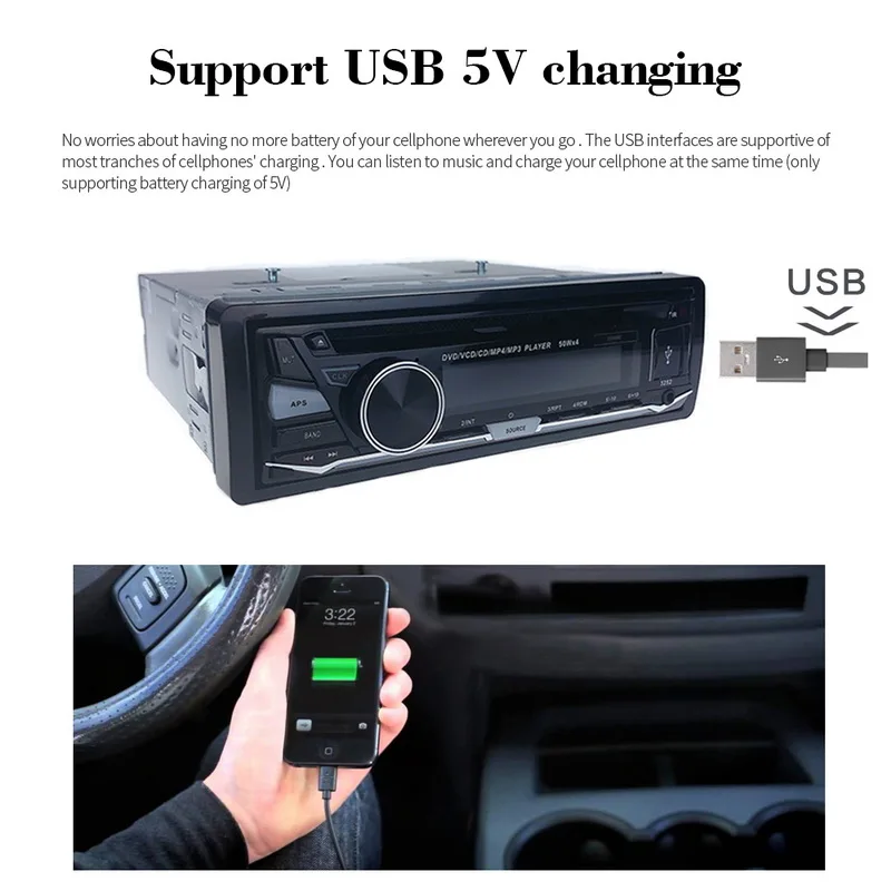 Аудио Музыка BT Bluetooth с пультом дистанционного управления CD DVD MP3 плеер Съемная панель FM AUX в USB SD карта 1 DIN автомагнитола стерео