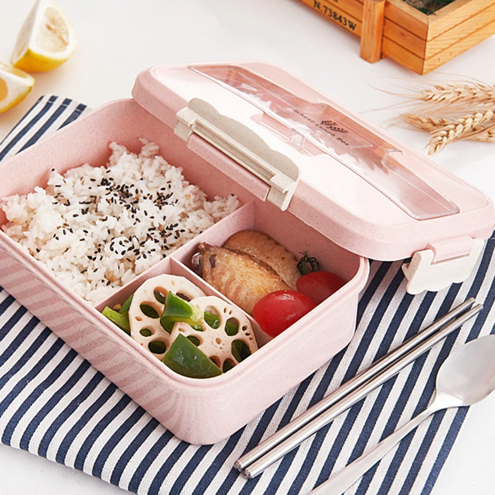 Контейнер для обедов из нержавеющей стали для микроволновой печи Bento, контейнер с отделениями, ложка, палочки для еды, герметичный контейнер для хранения еды