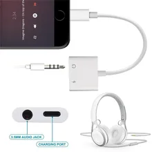 2 in 1 Audio Adapter IOS 12.3 For iPhone XR X XS Max 7 8 Plus For lightning to 3.5mm Headphone Earphones Jack Aux Charging Cable