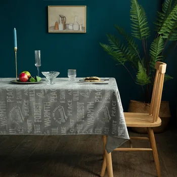 

Polyester Tablecloth Letter Rectangular Table Cloth Dining Room Letter Print Dustproof Table Cover Kitchen Home Decor