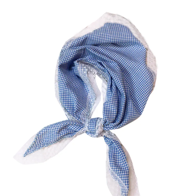 Children Girls Scarf Fashion Lace Plaid Print Neck Scarf Thin Comfy Neckerchief For Autumn Winter Newest