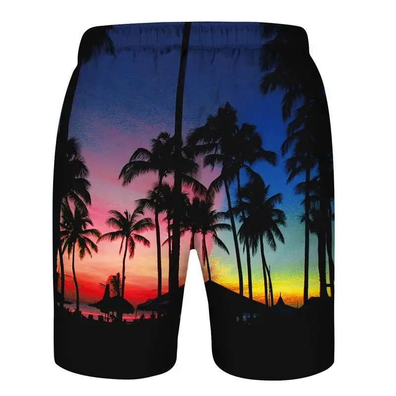Sunset Beach Palms tree 3D All Over Printed Mens Shorts Unisex Streetwear Shorts Summer Beach Polyester Casual Shorts DK-31